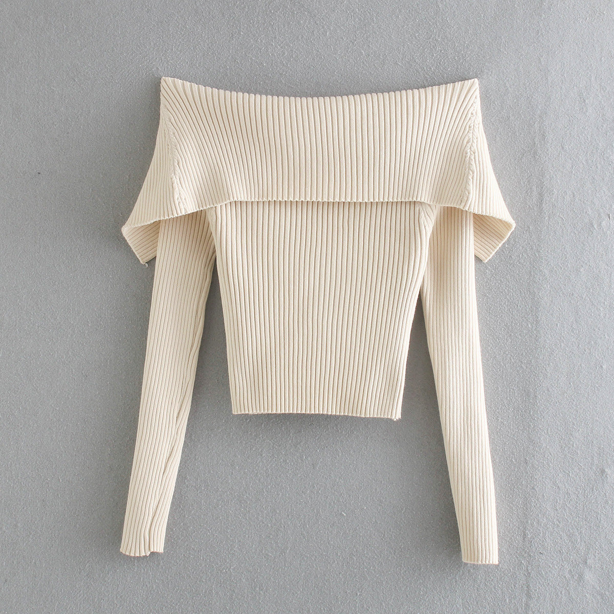 Women’s Off Shoulder Knitted Crop Top | Large Lapel | Chic | Casual