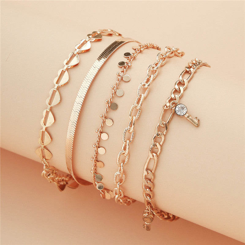Women’s Jewelry Heart Crystal Snake Chain Anklet | Gold Tone | Trendy | Summer Other