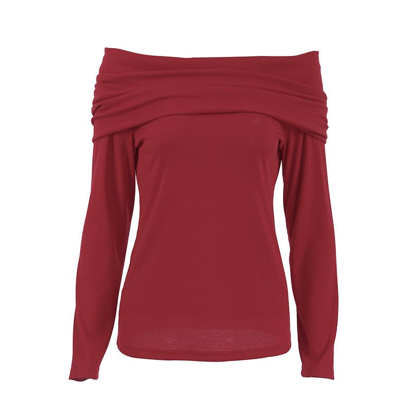 Women’s Knitted Long Sleeve Top | Burgundy | Casual | Chic