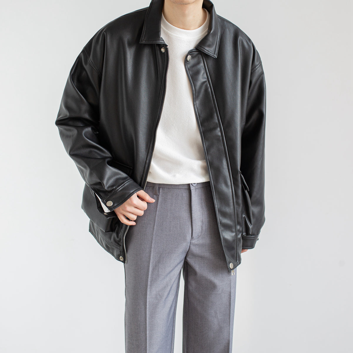 Men’s Leather Jacket Outerwear | Black | Chic | Trendy