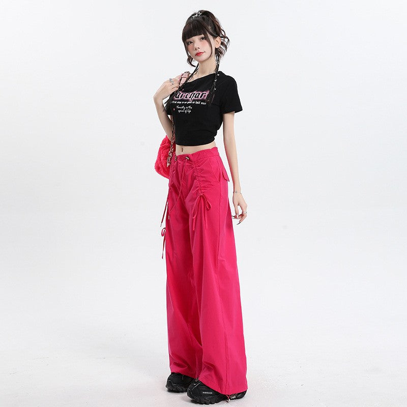 Women’s Straight Cargo Track Pants Bottoms | Wide Leg | Casual | Streetwear