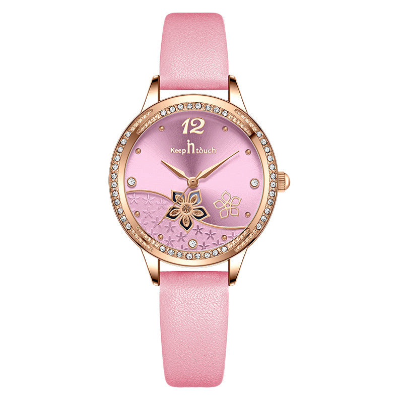 Women’s Flower Dial Waterproof Quartz Watch | Simple | Trendy | Fashion
