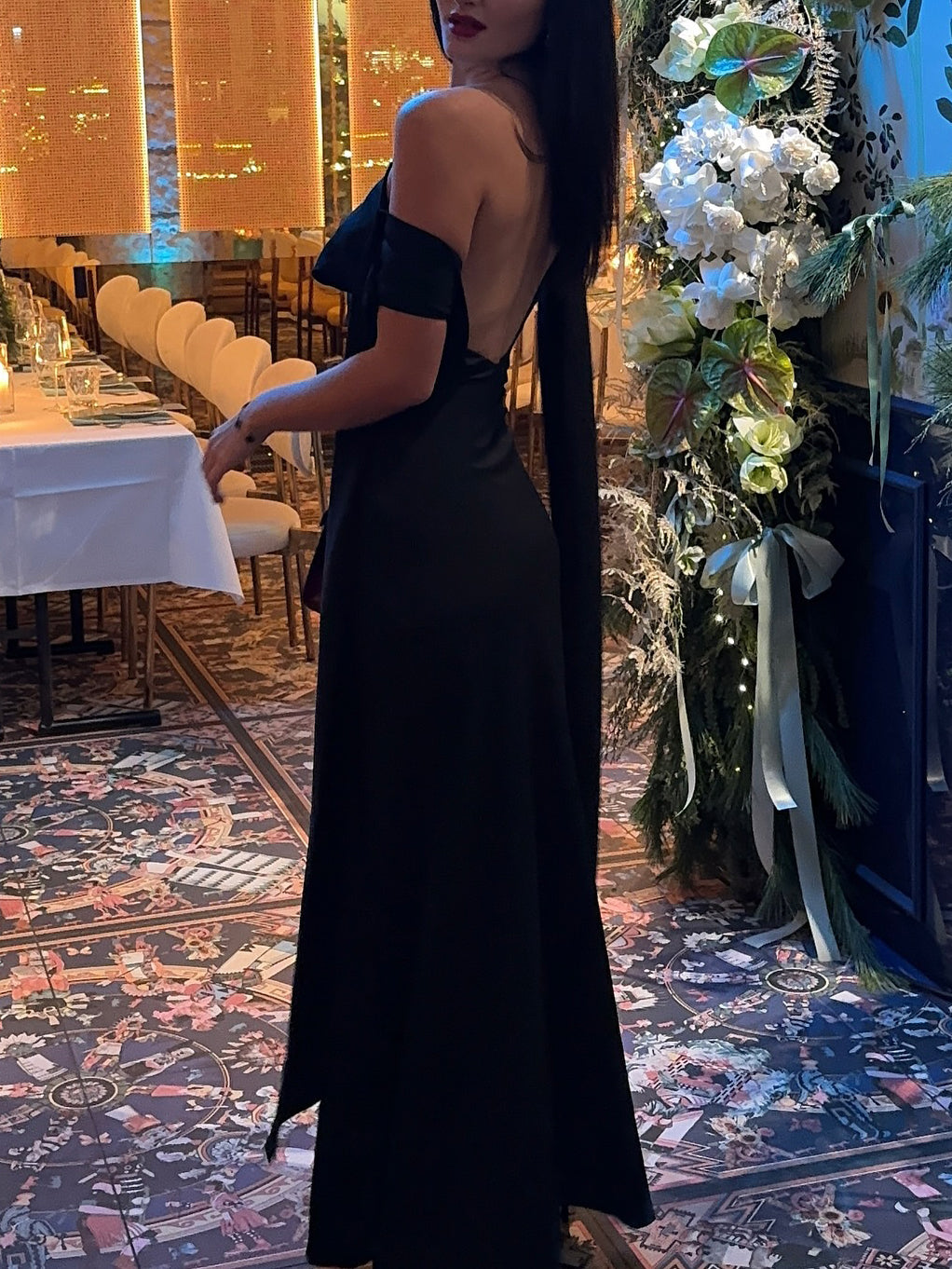 Women’s One Shoulder Backless Maxi Dress | Black | Elegant | Party