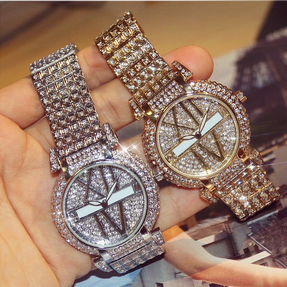 Women’s Diamond Look Stainless Steel Quartz Watch | Luxury | Bracelet | Elegant