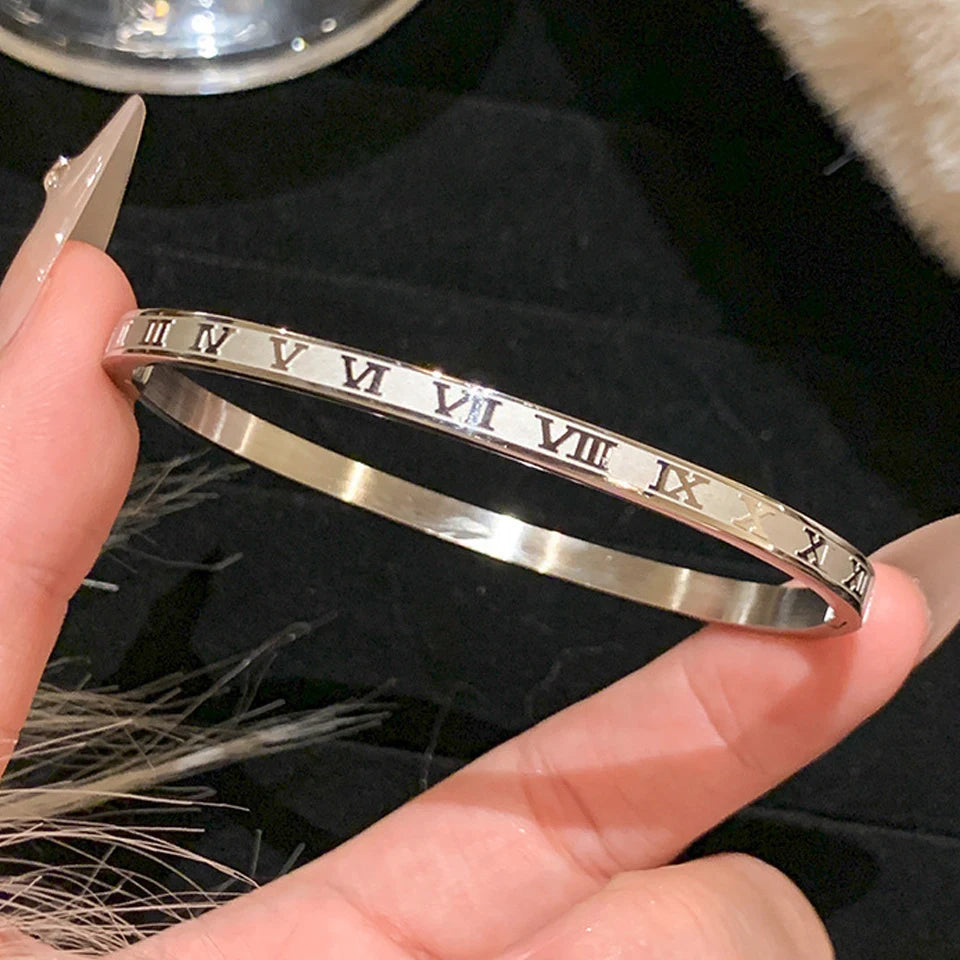 Women’s Jewelry Stackable Bangle Bracelet | Zirconia Inlaid | Stainless Steel | Gift