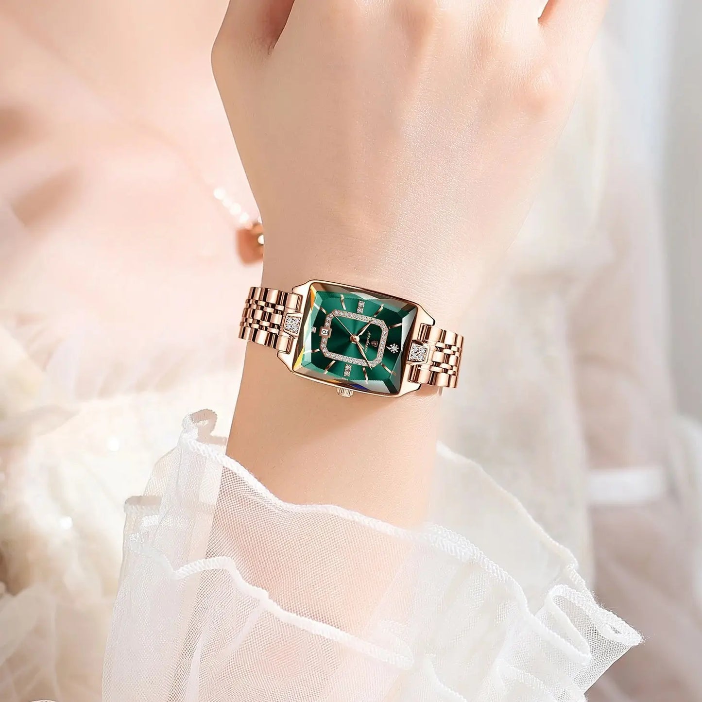 Women’s Luxury Stainless Steel Quartz Watch – Waterproof Elegant Calendar Watch + Gift Box