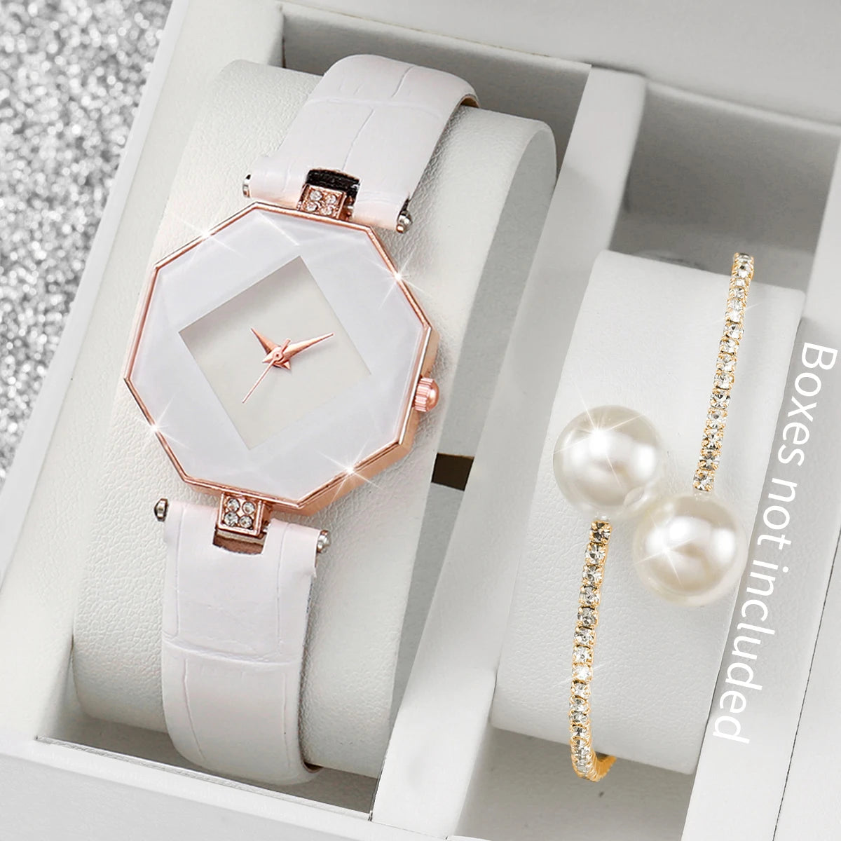 Women’s Watch Jewelry Set | Leather Band | Analog | Quartz