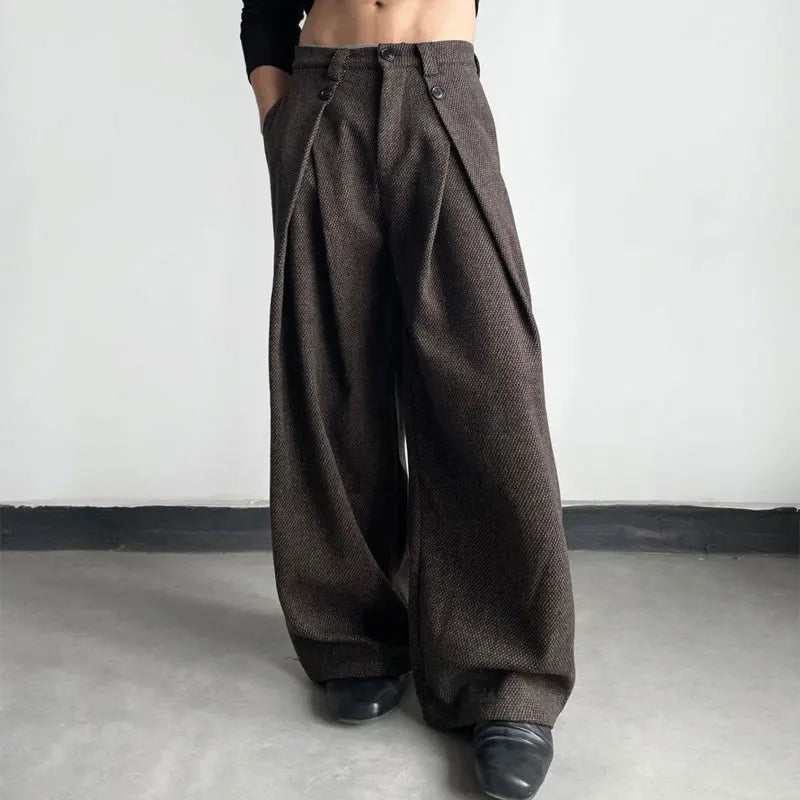 Men’s Wide Leg Pants Bottoms | Solid Color | Retro | Casual