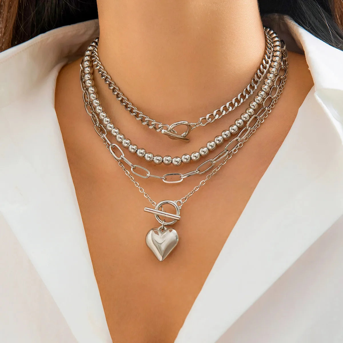 Women’s Jewelry Heart Pendant Choker Necklace | Punk | Y2K | Gold Tone