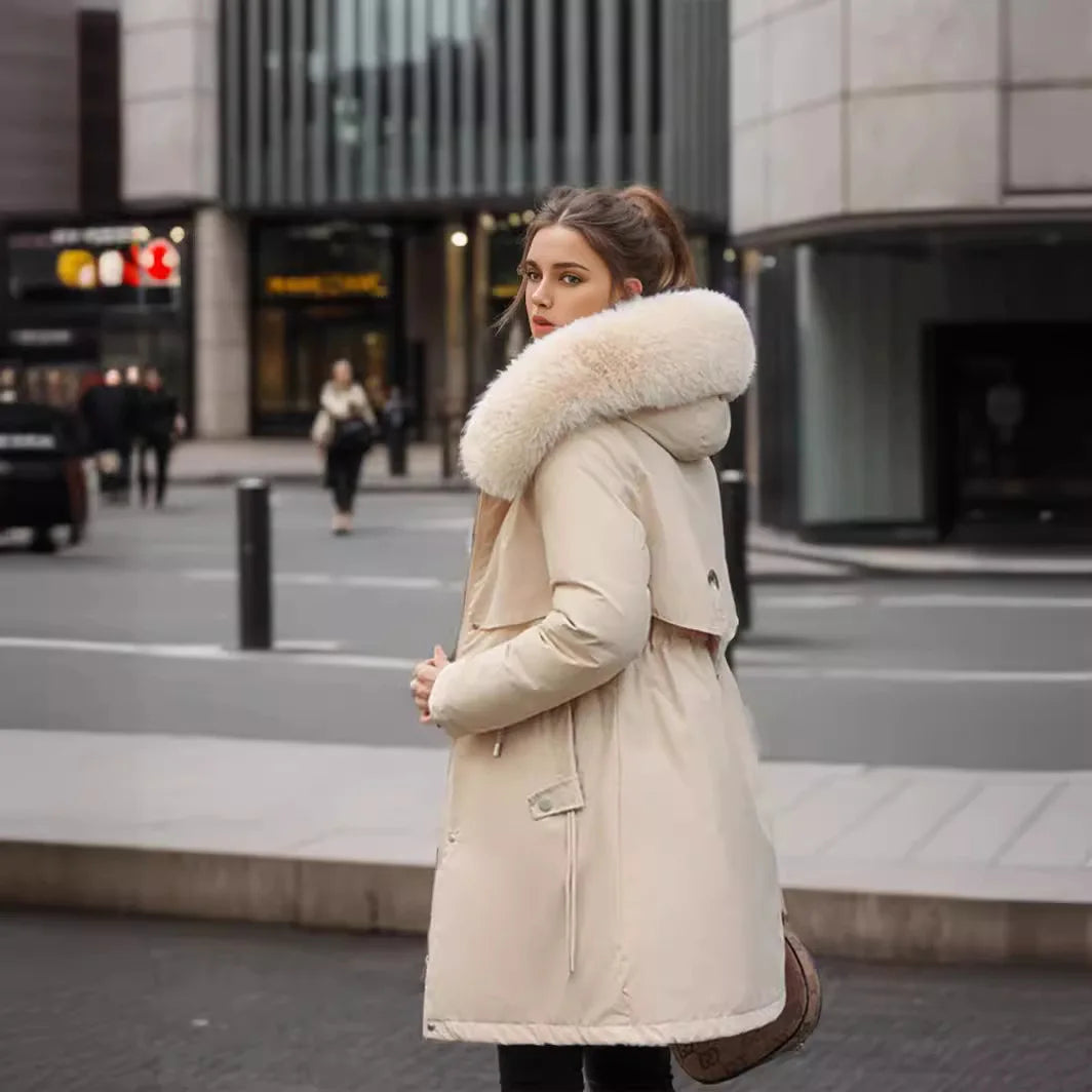Women’s Hooded Coat Outerwear – Thick Waist-Tight Winter Coat