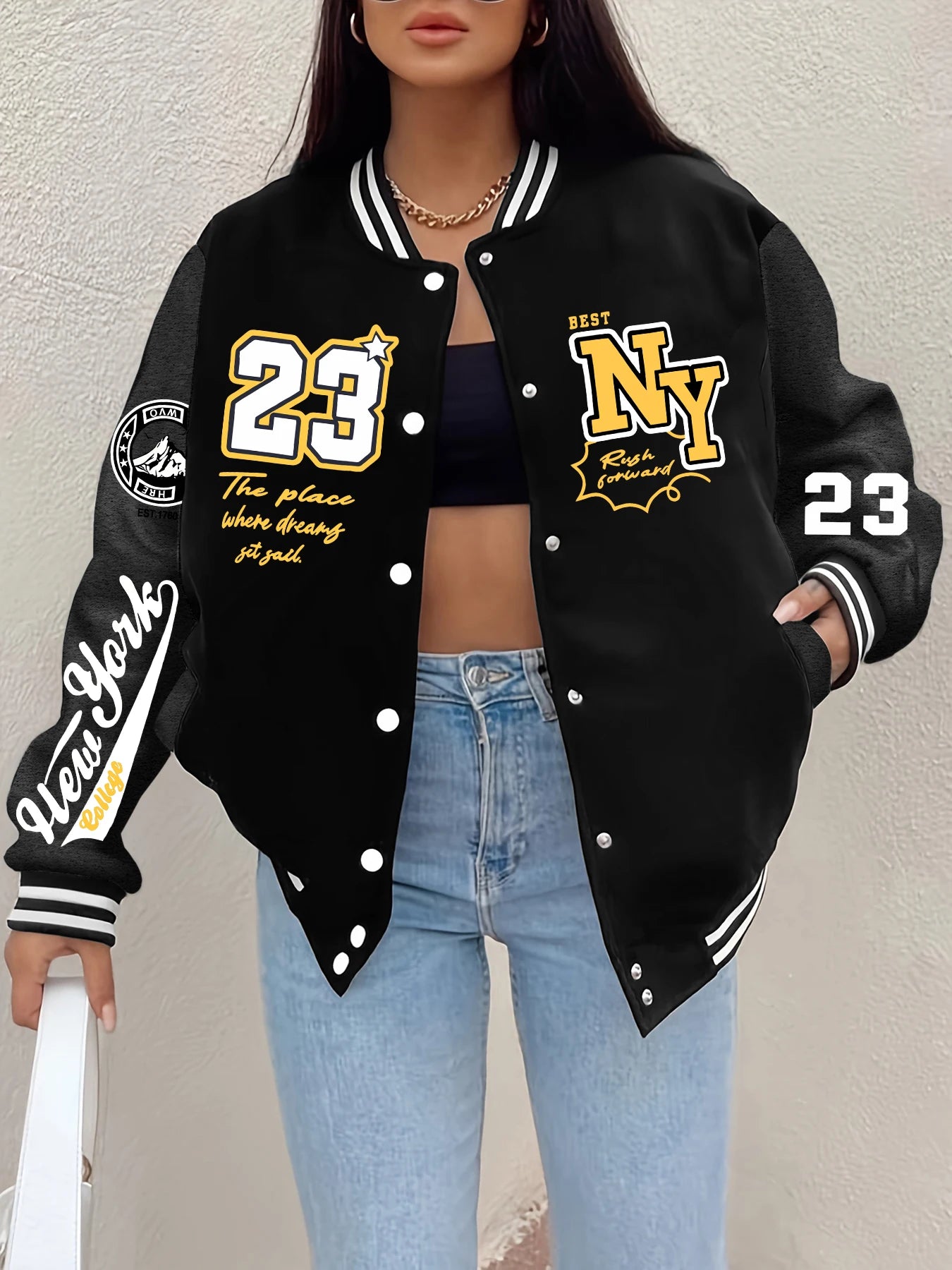 Women’s Printed Baseball Outerwear Jacket