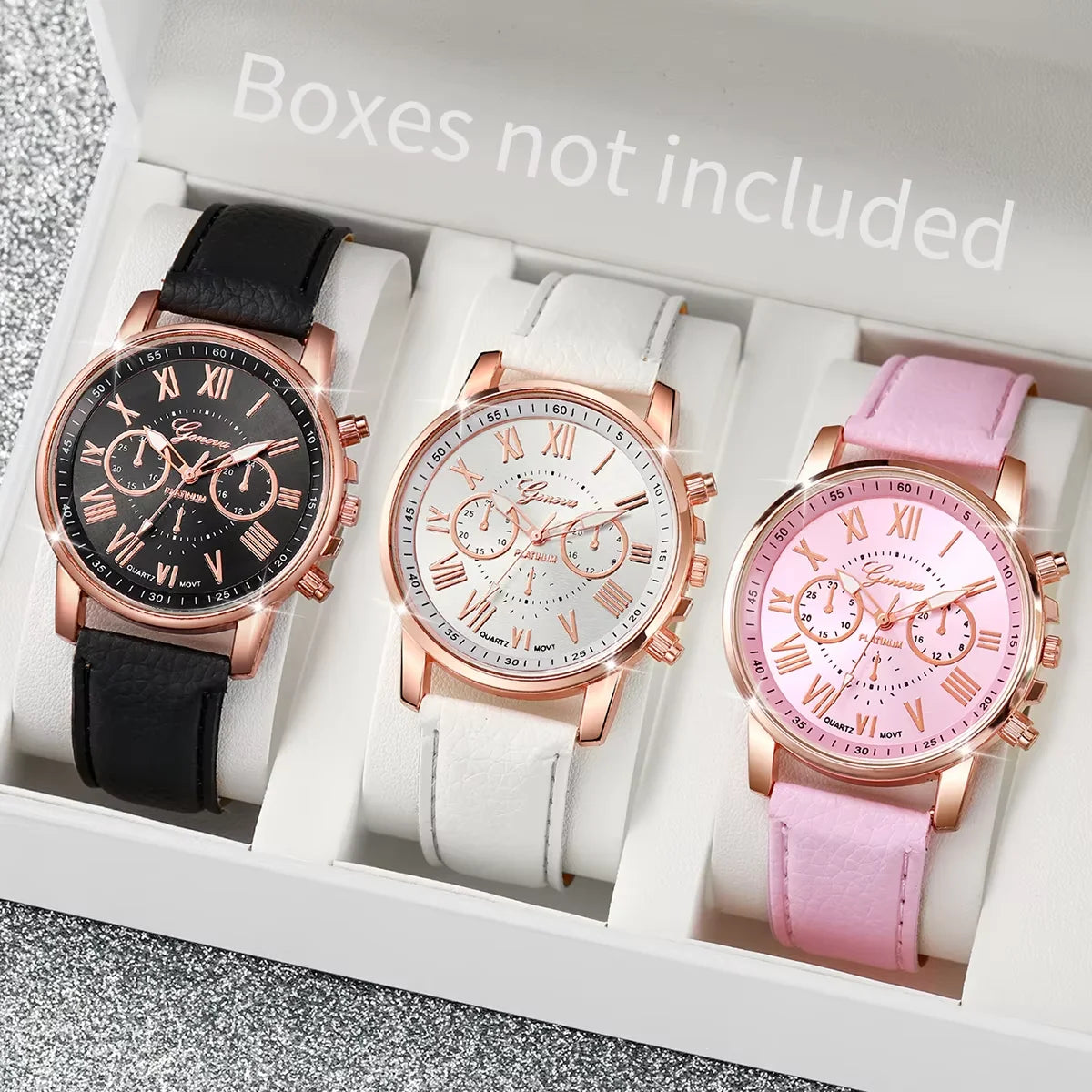 Women’s Watch Jewelry Set | Roman Dial | Leather Band | Quartz