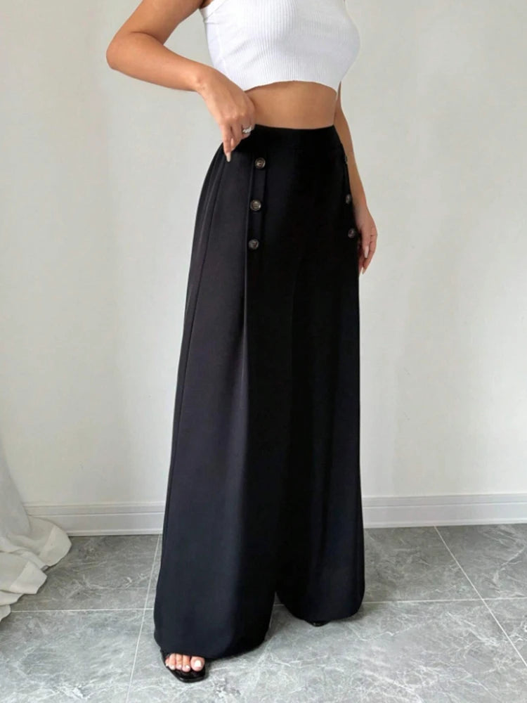 Women’s Elegant High Waist Wide Leg Pants – Fashionable Spring Summer Long Bottoms