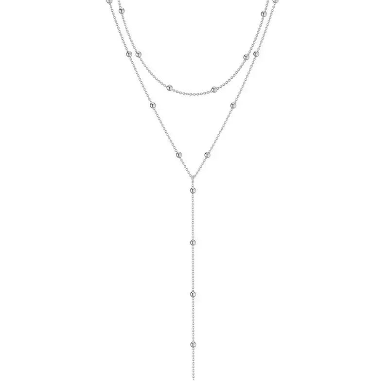 Women’s Jewelry Double Layer Tassel Choker Necklace | Minimal | Gold Tone | Geometric