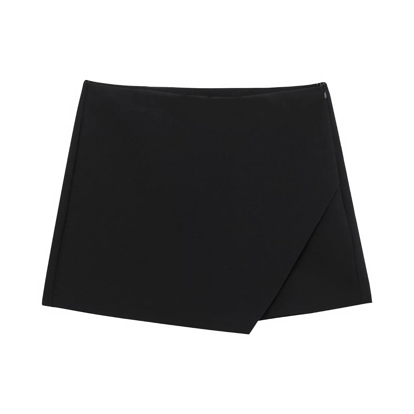 Women’s Elegant Mini Skirt Bottom – High Waist Asymmetric Hem Side Zipper Slim FIT Skorts