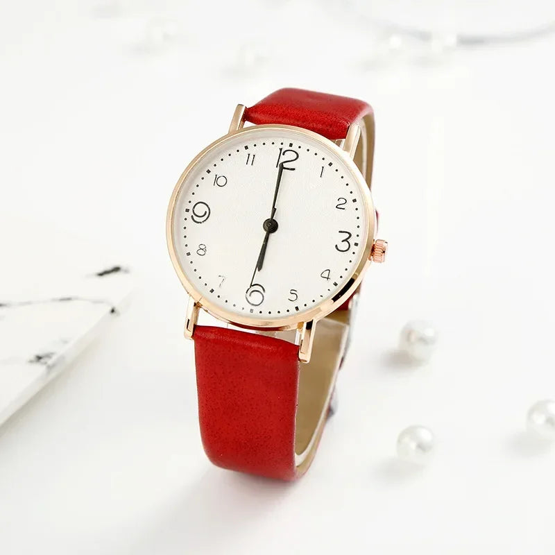 Women’s Arabic Numbers Quartz Watch | Casual | Leather Band | Analog