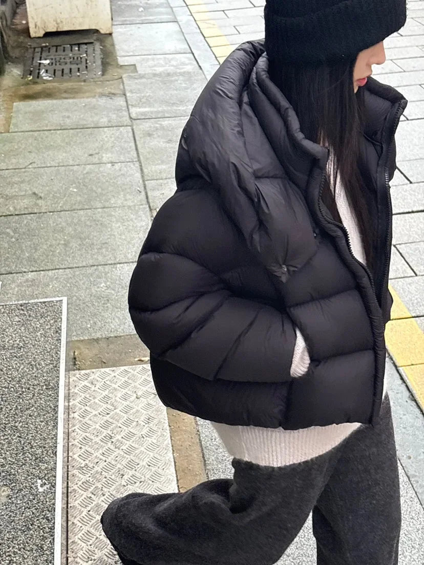 Women’s Short Puffer Outerwear – Hooded Duck Down Jacket