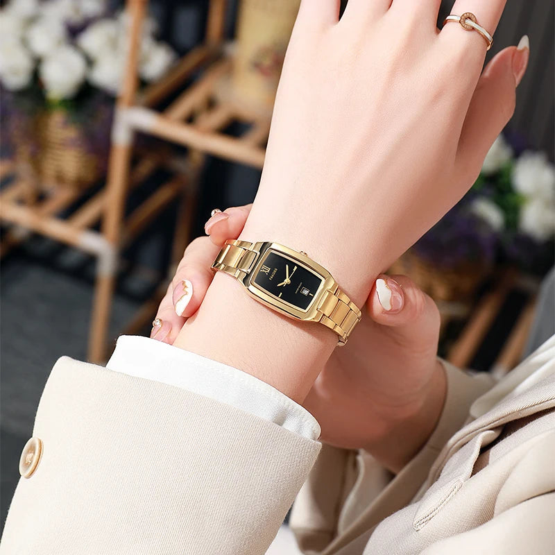 Women’s Elegant Stainless Steel Watch – Waterproof Luxury Wristwatch with Date