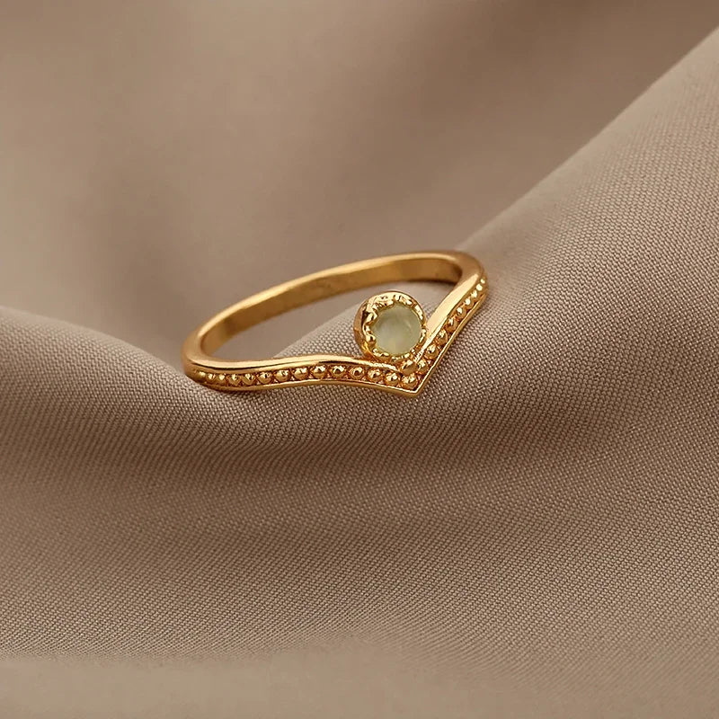 Women’s Jewelry Opal Geometric Open Ring | Aesthetic | Adjustable | Couple