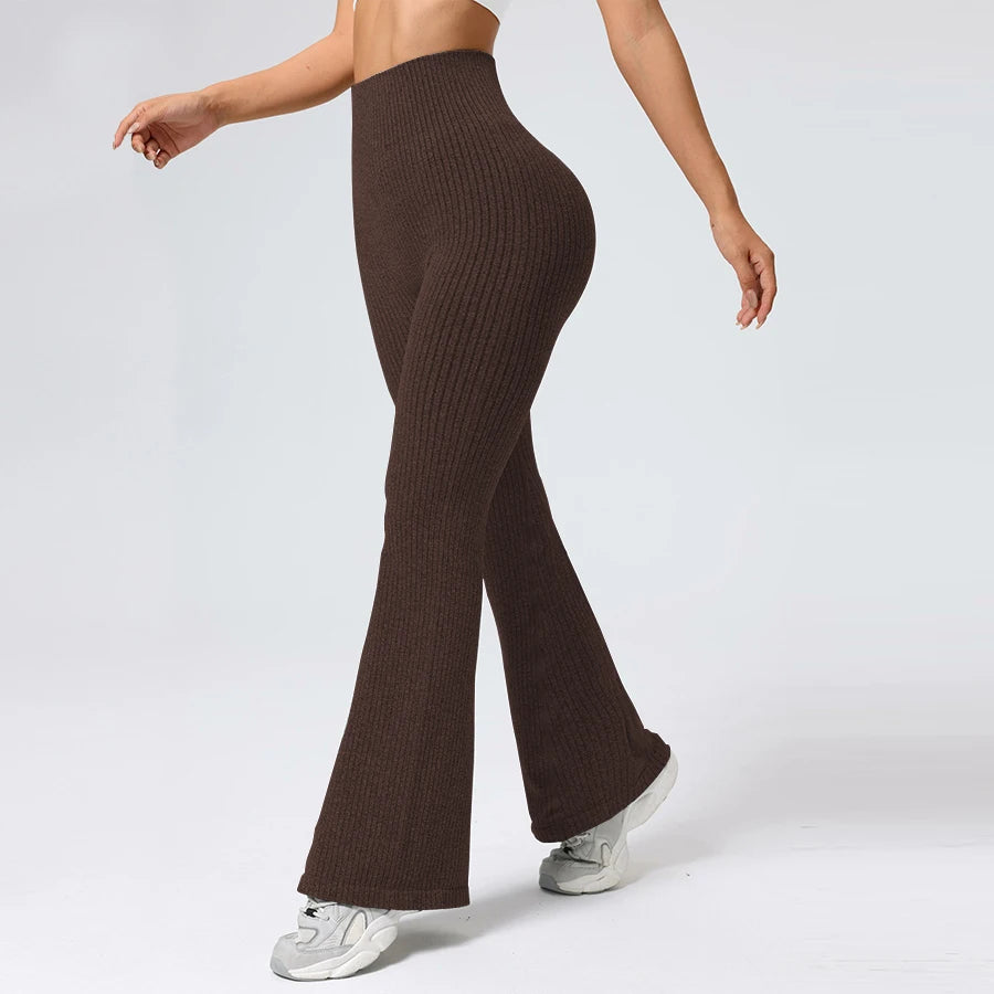 Women’s High-Waisted Flared Yoga Pants – Breathable 4-Way Stretch Sports Bottoms