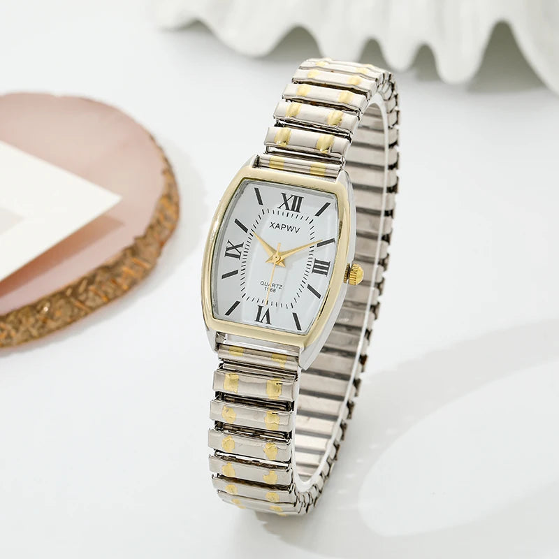 Women’s Barrel Shaped Quartz Watch | Retro | Elastic Band | Elegant