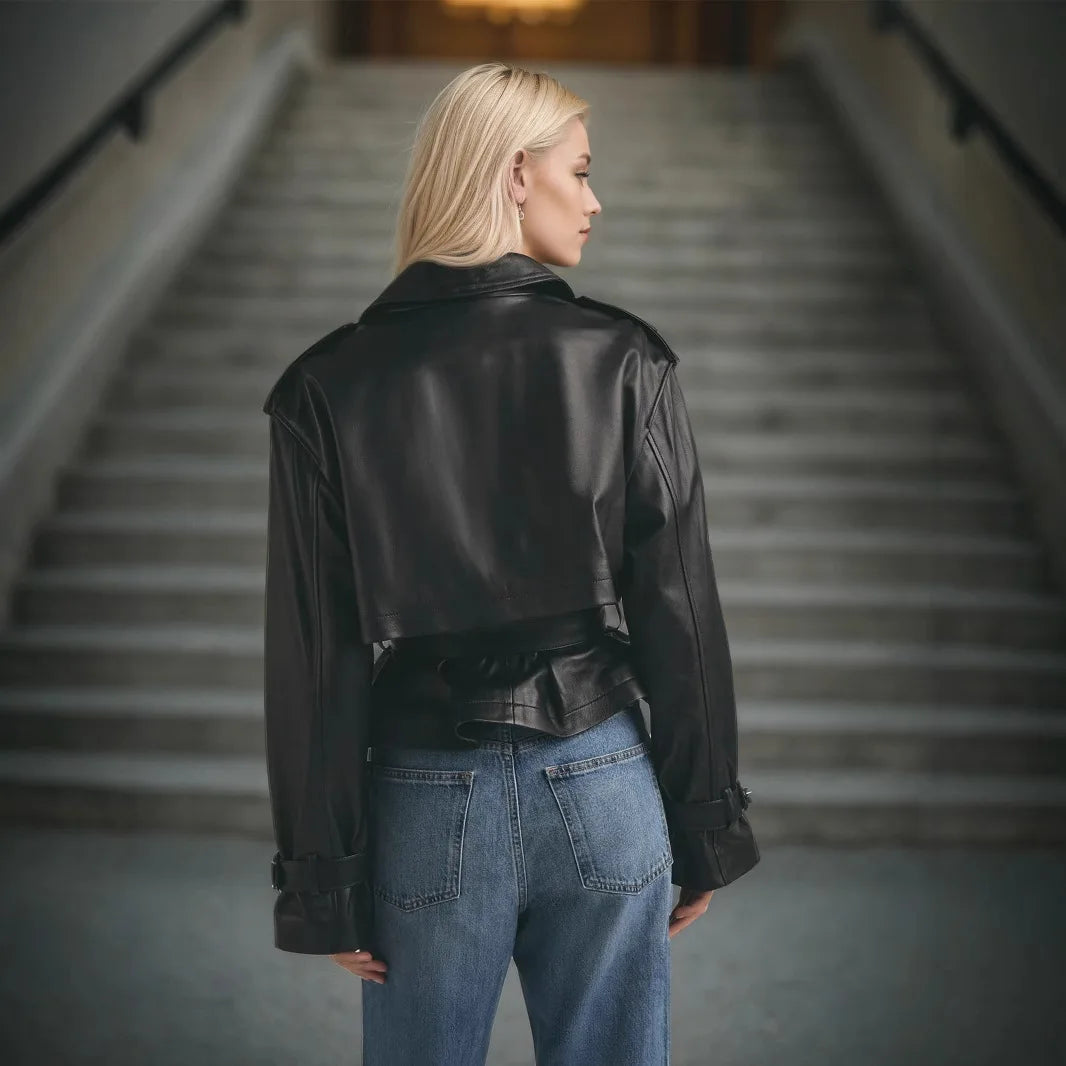 Women’s PU Leather Cropped Jacket Outerwear | Y2K | Street