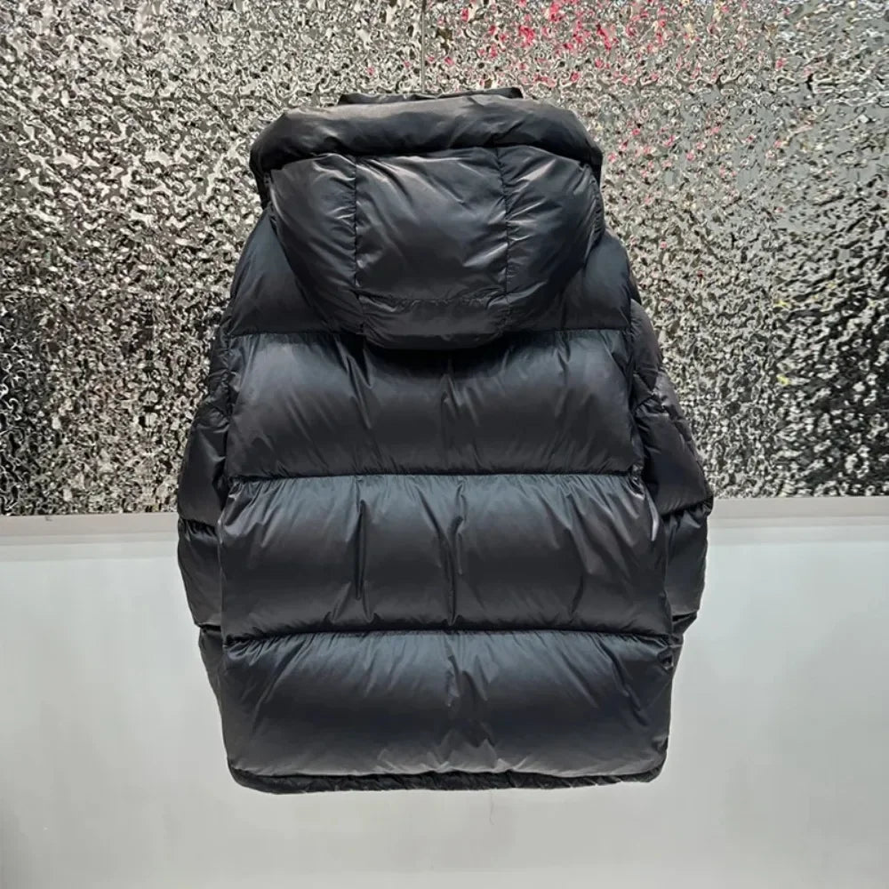 Women’s Glossy Puffer Jacket Outerwear – Short Hooded Down