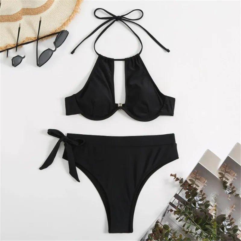 Women’s Brown High Waist Swimwear Bikini