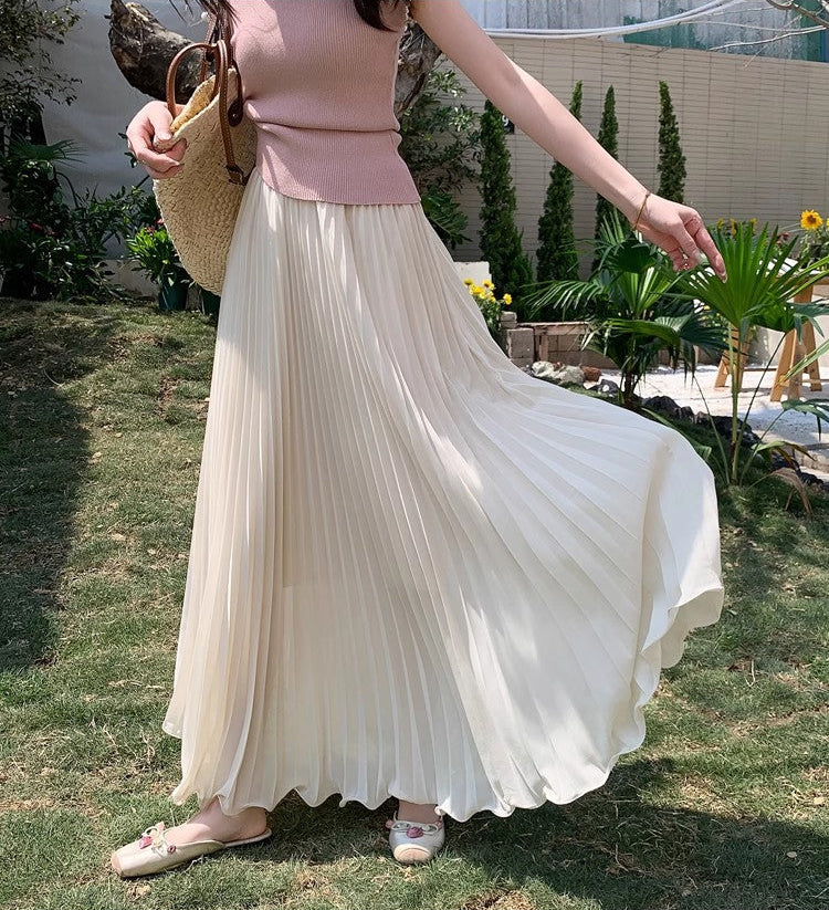 Women’s High Waist Pleated Skirt Bottoms | Chiffon | Elegant | Chic