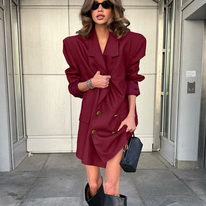 Women’s Loose Mid Length Blazer Outerwear | Burgundy | Casual | Chic