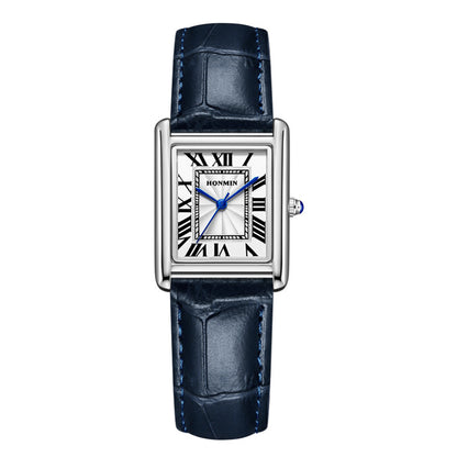 Women’s Square Quartz Watch | Leather Strap | Casual | Waterproof