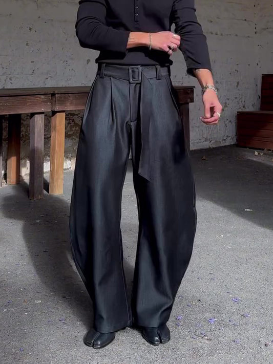 Men’s High Waist Wide Leg Pants Bottoms | Black | Oversized | Chic