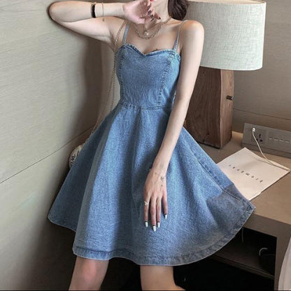 Women’s Denim Sling Dress | Waist Fit | Fashion | Casual
