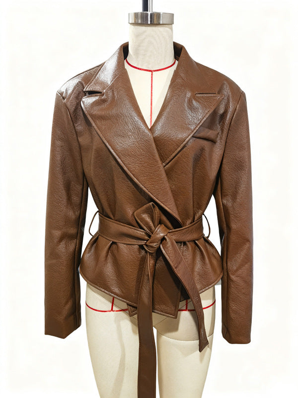 Women’s Strapped Leather Biker Jacket Outerwear | Cool | Casual | Streetwear