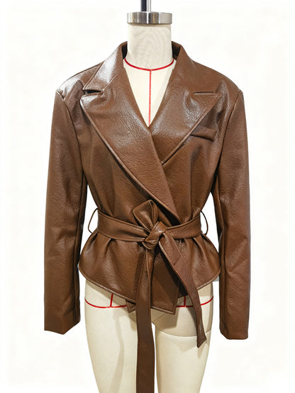 Women’s Strapped Leather Biker Jacket Outerwear | Cool | Casual | Streetwear