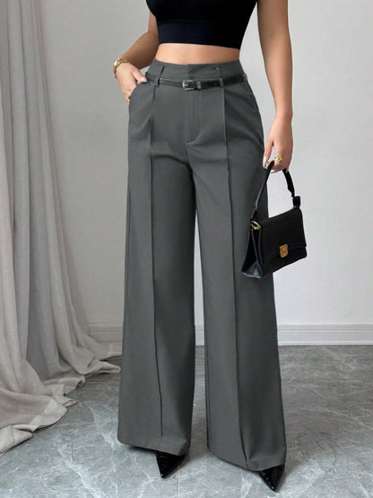 Women’s High Waist Straight Leg Pants Bottoms | Elegant | Loose Fit | Work