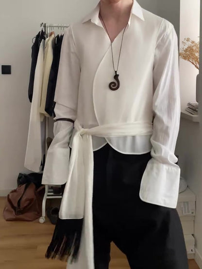 Men’s Two-Piece Elegant Set | Tassel Belt | Casual | Chic