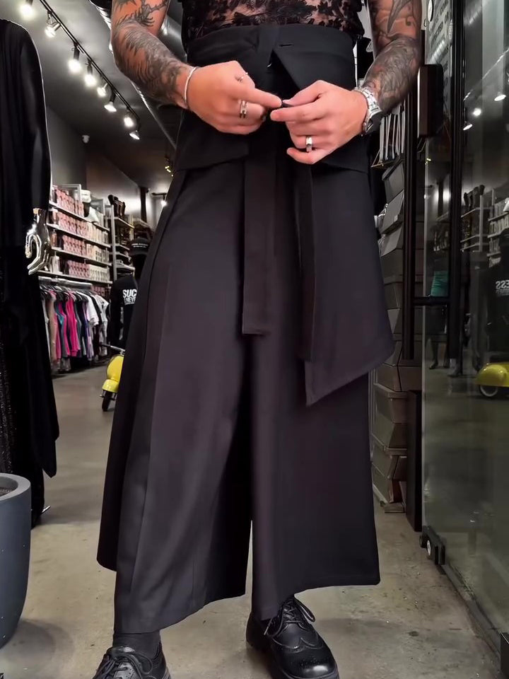 Men’s Strappy Wide Leg Pants Bottoms | Casual | Solid Color | Streetwear