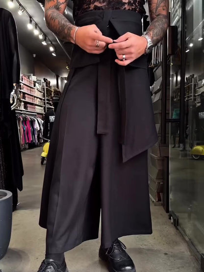Men’s Strappy Wide Leg Pants Bottoms | Casual | Solid Color | Streetwear