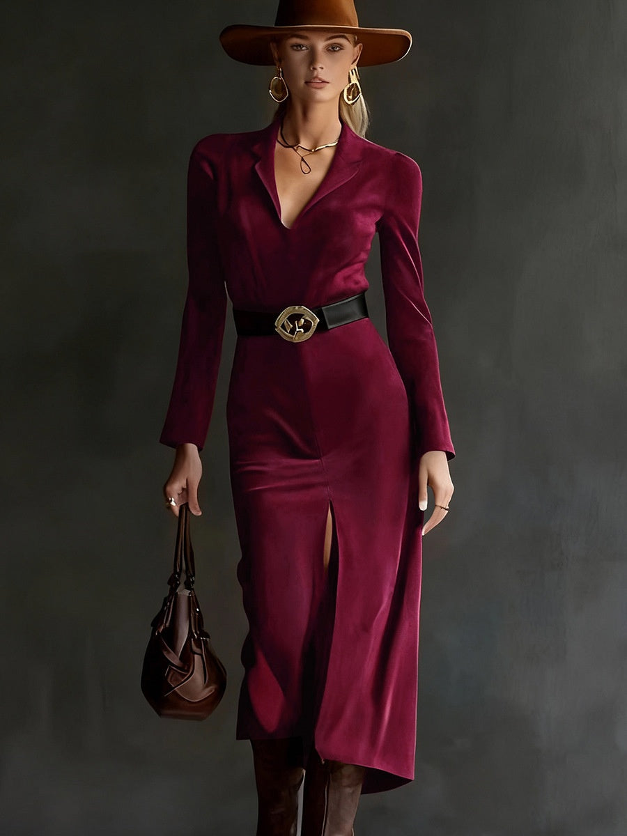 Women’s High Waist Long Maxi Dress | Solid Color | Belted | Elegant