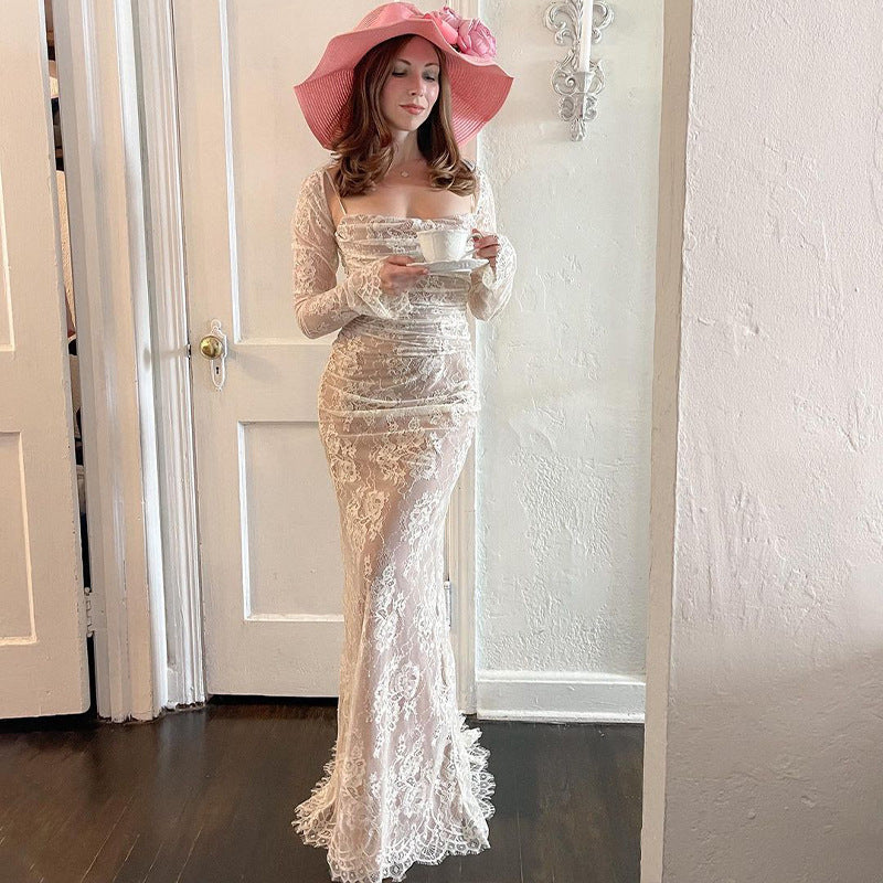 Women’s Lace French Style Maxi Dress | Elegant | Chic | Party