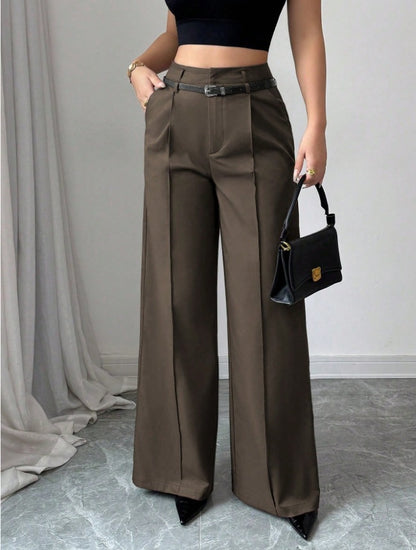 Women’s High Waist Straight Leg Pants Bottoms | Elegant | Loose Fit | Work