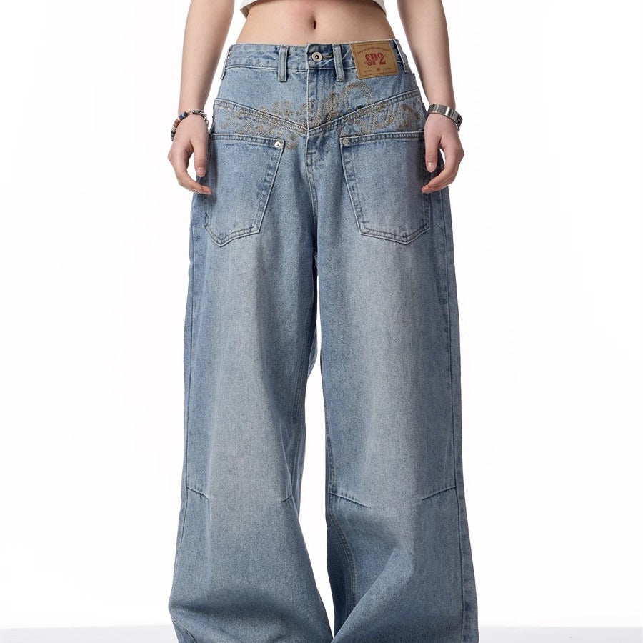 Women’s Reverse Design Washed Denim Jeans Bottoms | Retro | Streetwear | Casual