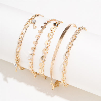 Women’s Jewelry Heart Crystal Snake Chain Anklet | Gold Tone | Trendy | Summer Other