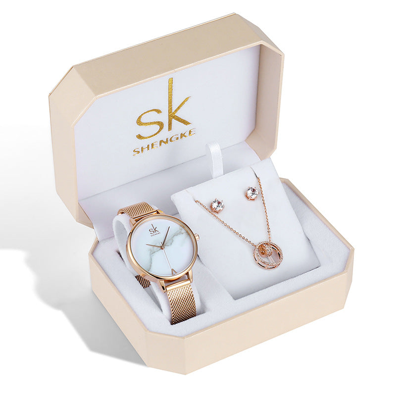 Women’s Rose Gold Quartz Watch Set | Three Piece | Elegant | Gift