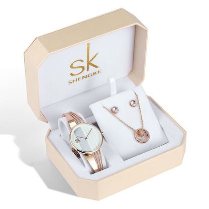 Women’s Rose Gold Quartz Watch Set | Three Piece | Elegant | Gift