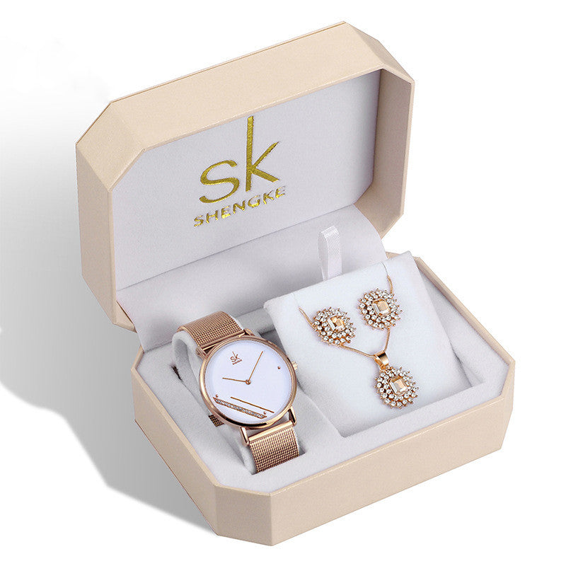 Women’s Rose Gold Quartz Watch Set | Three Piece | Elegant | Gift