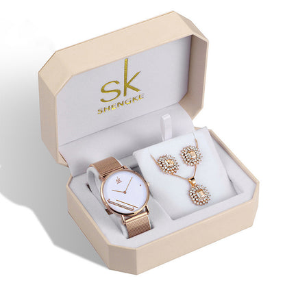 Women’s Rose Gold Quartz Watch Set | Three Piece | Elegant | Gift