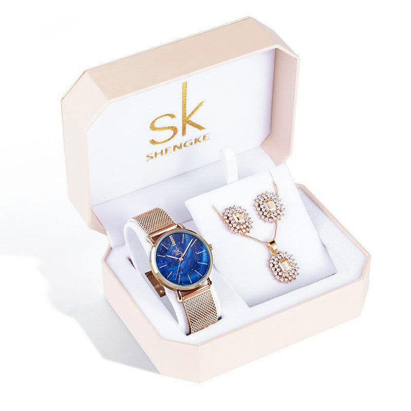 Women’s Rose Gold Quartz Watch Set | Three Piece | Elegant | Gift