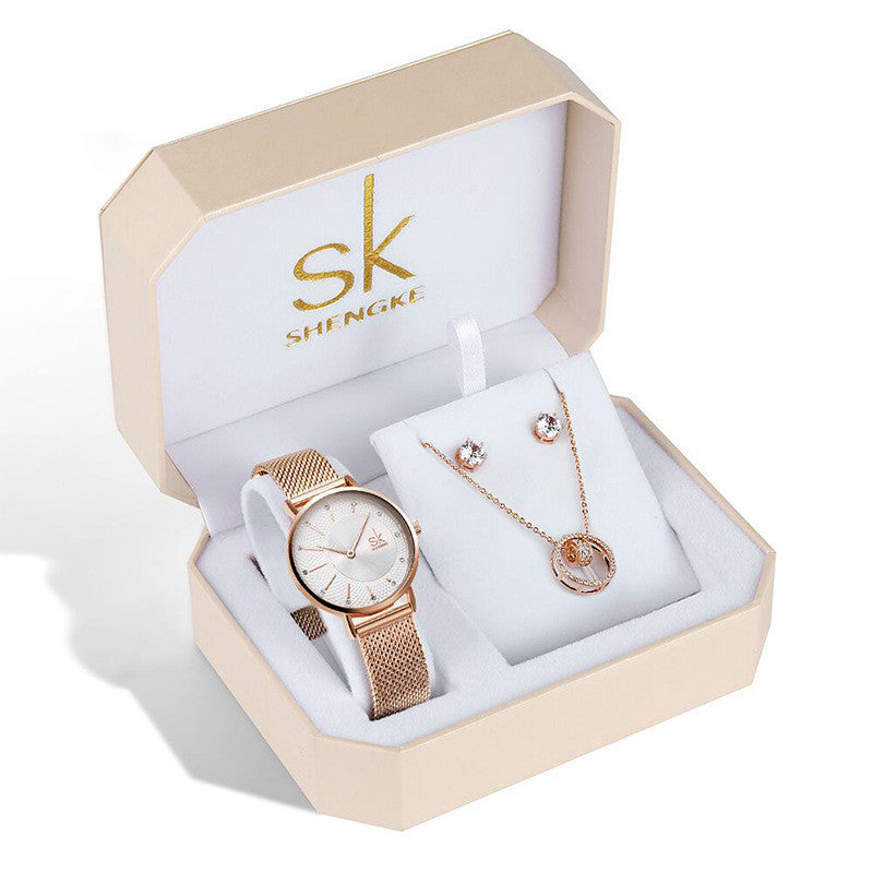 Women’s Rose Gold Quartz Watch Set | Three Piece | Elegant | Gift